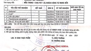 kết quả kiểm nghiệm 1